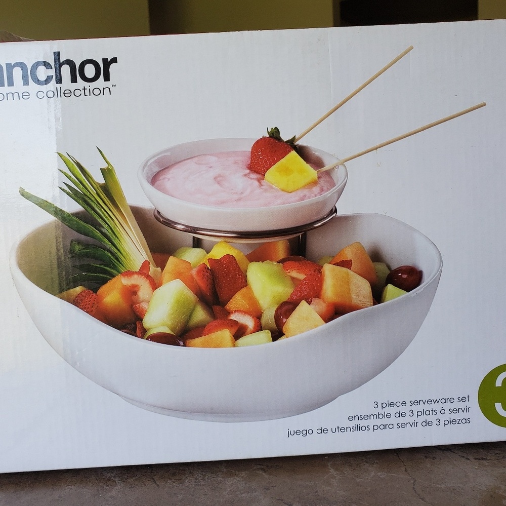 Anchor Hocking 3-Pc. Chip & Dip Set BNIB